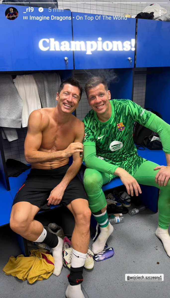 Lewy i Szczęsny po zdobyciu Mistrzostwa Hiszpanii postanowili... xD
